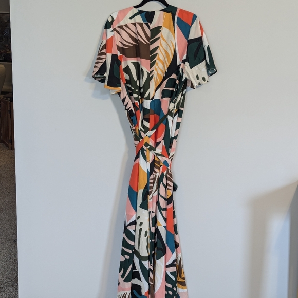Hutch Anthropologie Tropical Leaf Print Wrap Maxi Dress - Picture 5 of 5